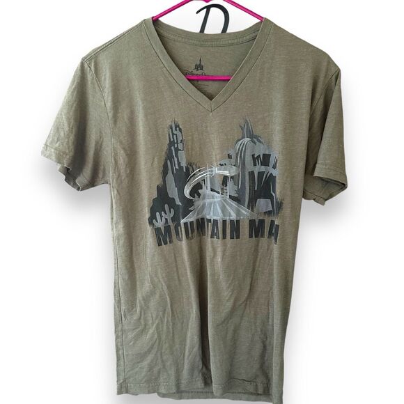 Disney Parks Mountain Man Splash Mountain V Neck T Shirt Small Army Green - Picture 3 of 11
